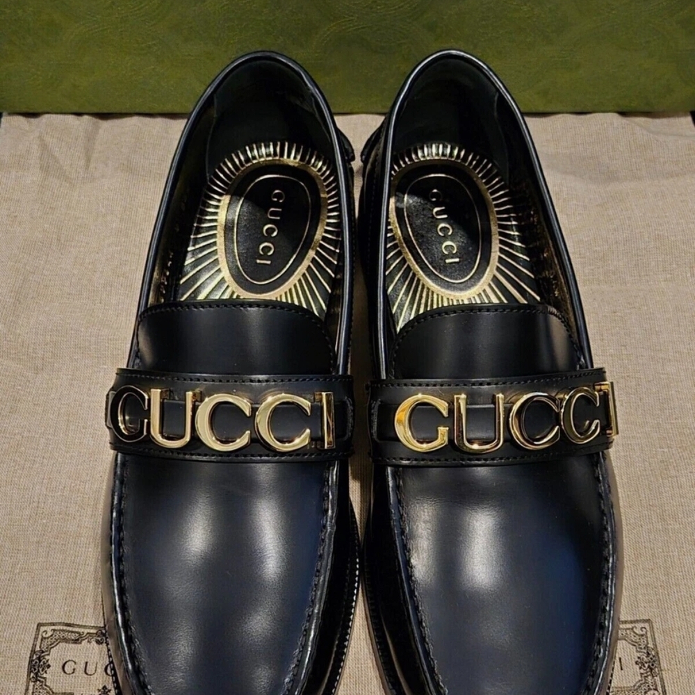 Gucci Black Loafers with Gold Accents 100% AUTHENTIC - Picture 8 of 10